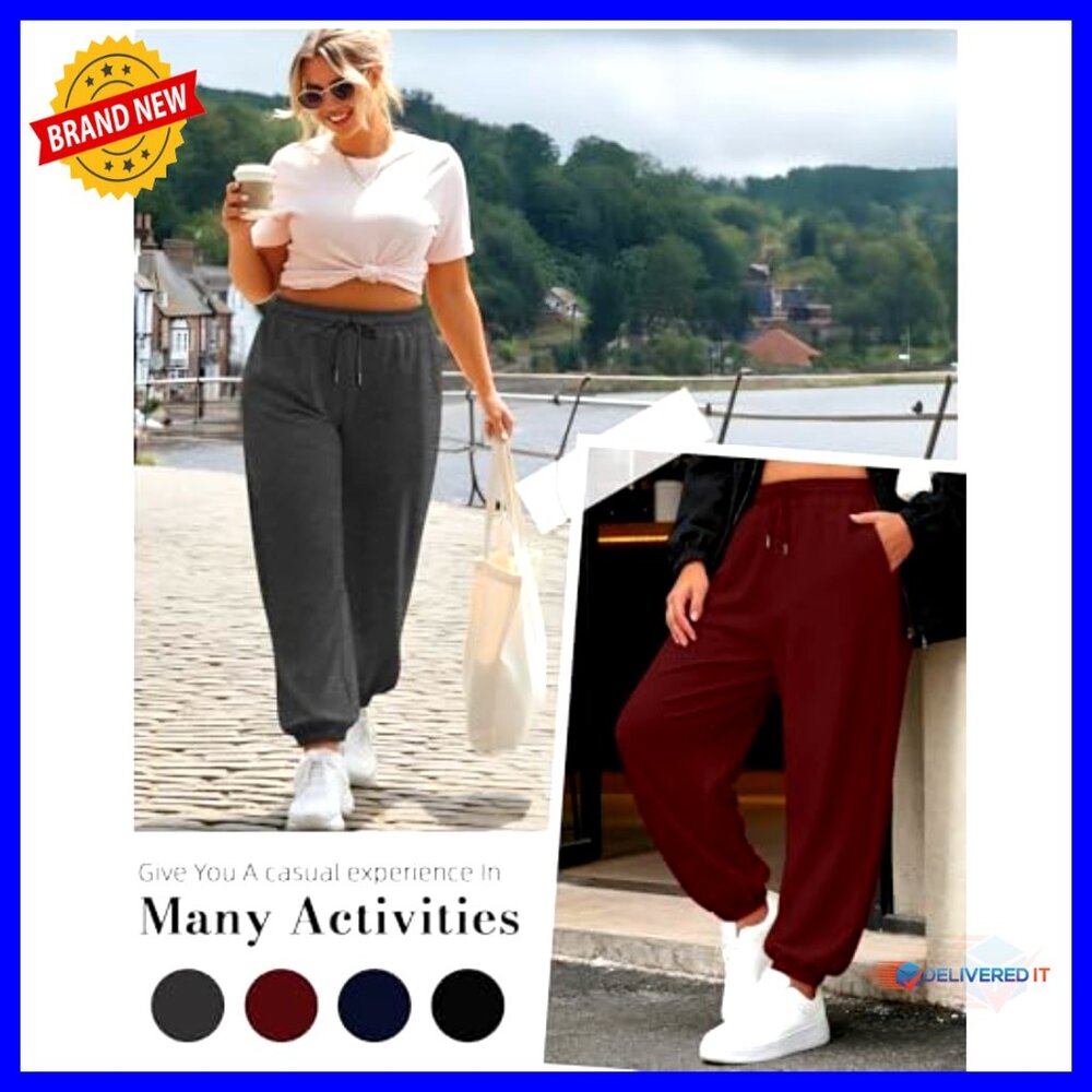 Plus Size Sweatpants 4 Pack Drawstring Joggers At… - image 3